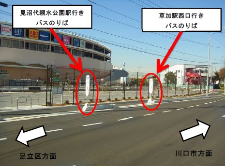 柳島町 遊馬町 島忠ホームズを経由する見沼代親水公園駅行きのバス