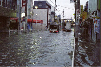 河川激甚災害対策特別緊急事業（治水対策）前の市内の画像
