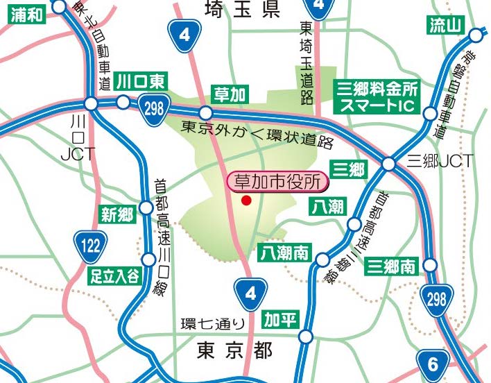 車を利用する場合の経路