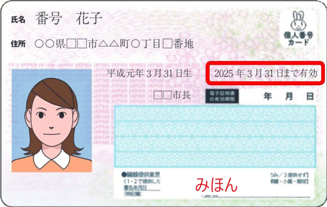マイナンバーカード　見本　本体