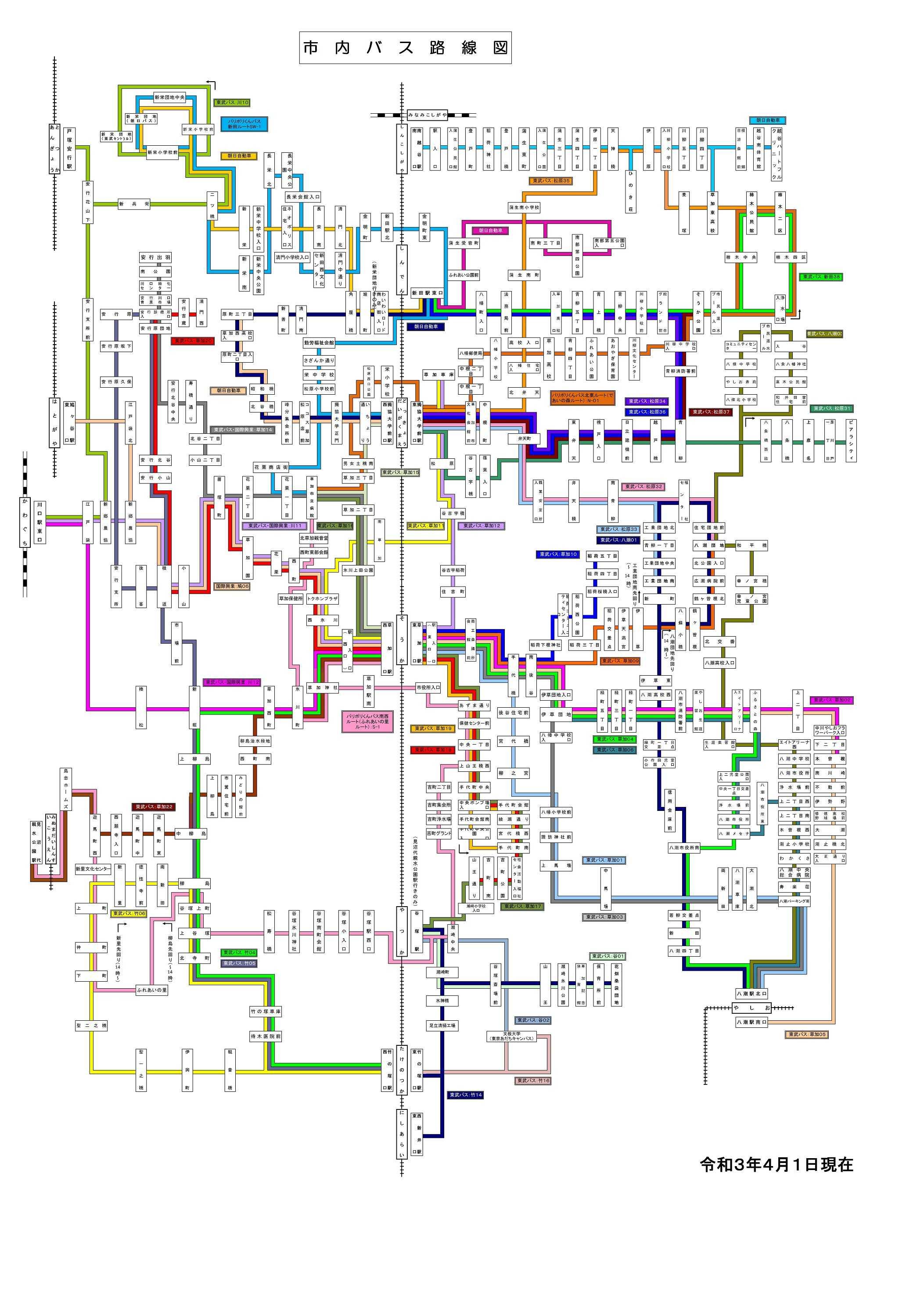 市内バス路線図 草加市役所