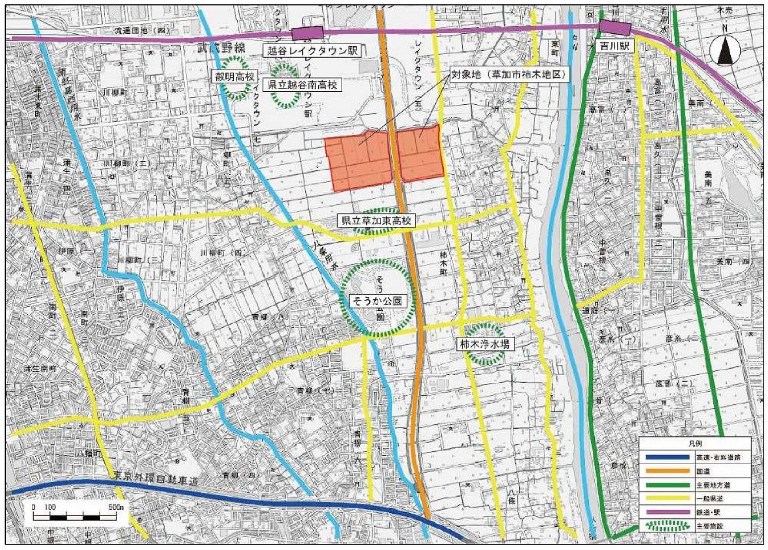 対象地と近隣主要施設の位置図の画像