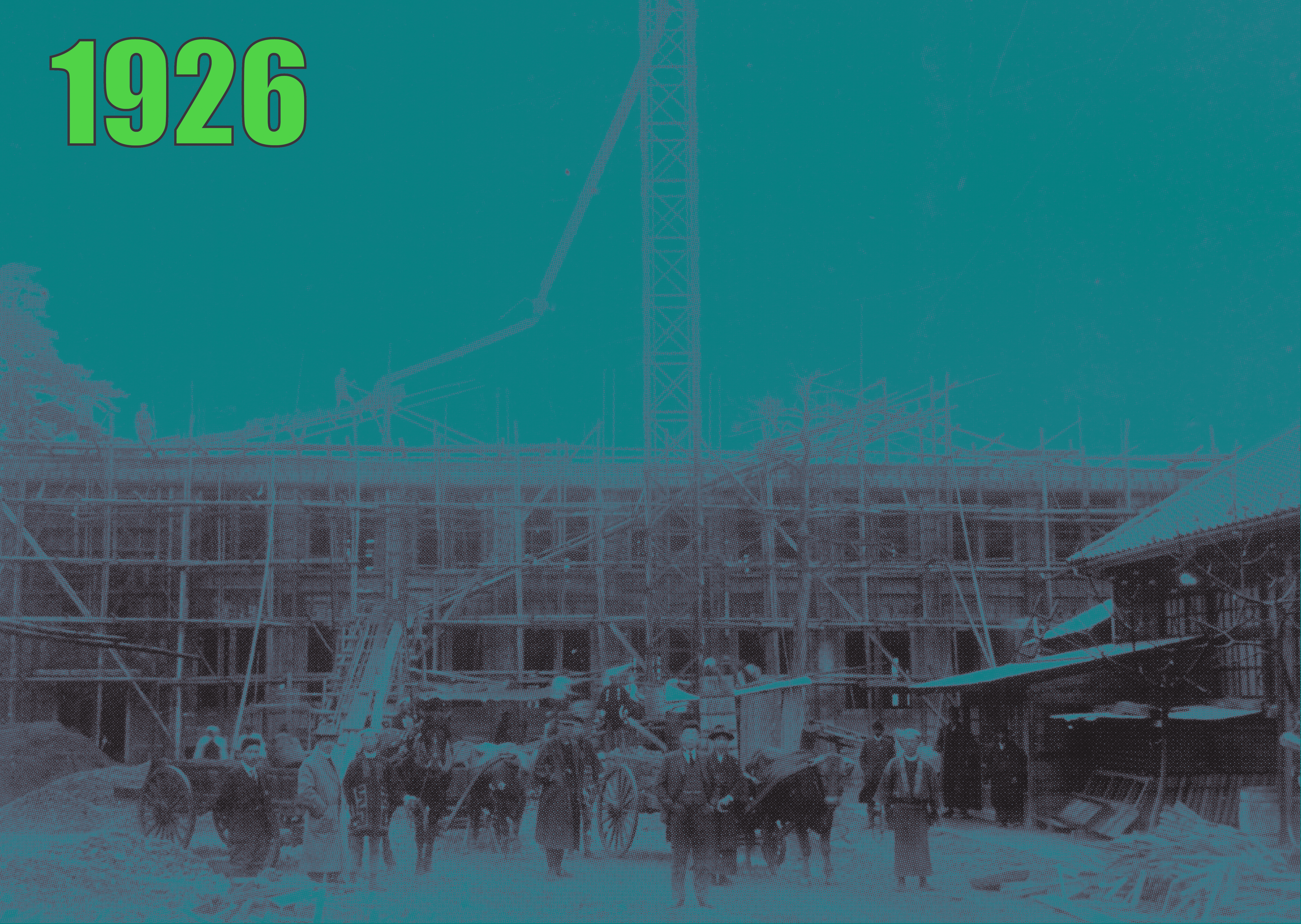 建設中の草加小学校西校舎(1926年)