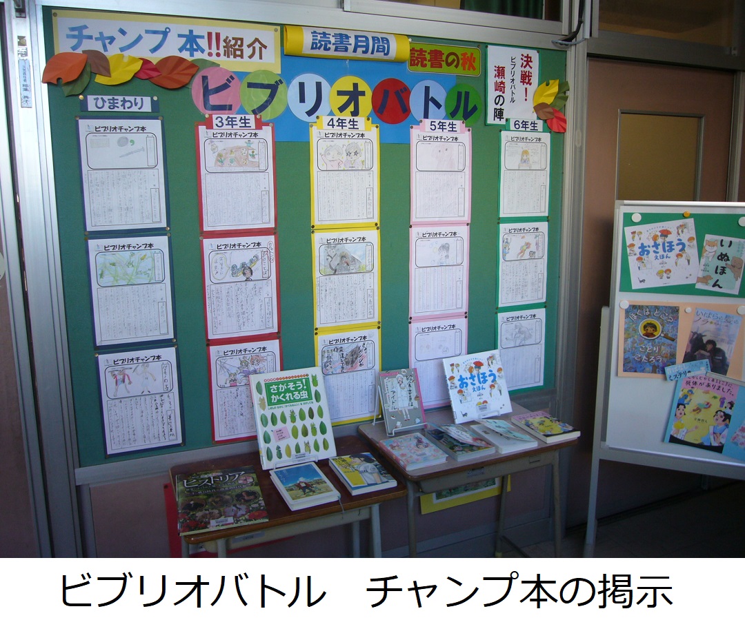 【瀬崎小】ビブリオバトル　チャンプ本の掲示.JPG