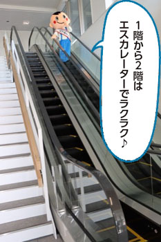 Use an escalator to go up to the 2nd floor from the 1st floor.